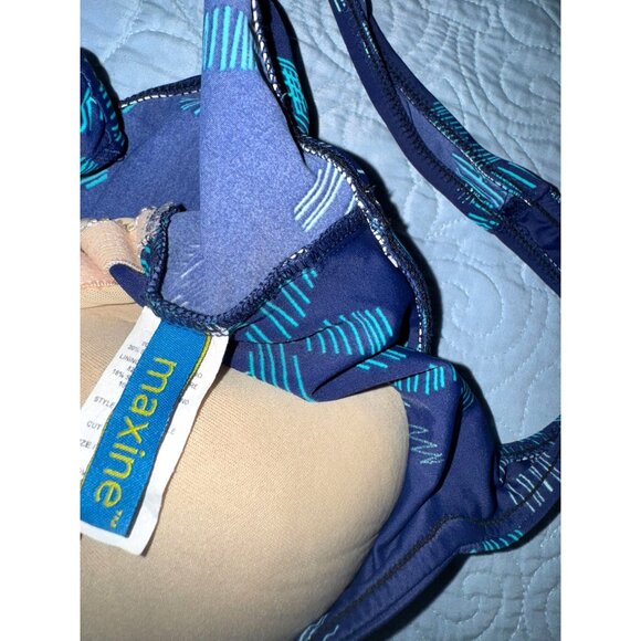 One-Piece Maxine Swimsuit With Ruched Front & Tropical Print Blue & Teal Womens - Picture 2 of 10